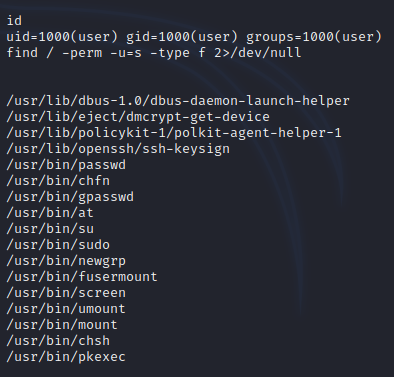 Checking for binaries with SUID bits set.