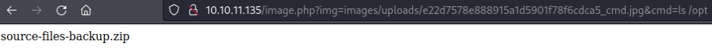 Finding source-files-backup.zip on the server.
