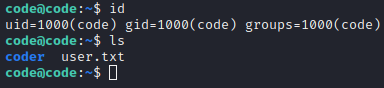 Checking the current username and the presence of user.txt.
