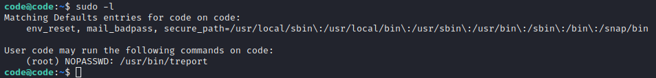 Listing sudo privileges for the current user.