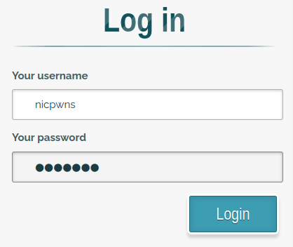 Logging into the web application with a registered user.