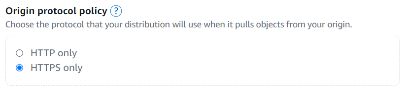 Specifying HTTPS only for origin protocol policy for the created blog.