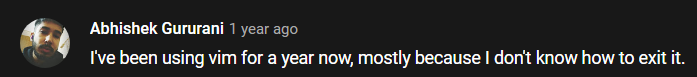 I’ve been using vim for a year now, mostly because I don’t know how to exit it.